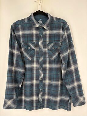 Kuhl Pearl Snap Shirt Blue Plaid Flannel Size Medium